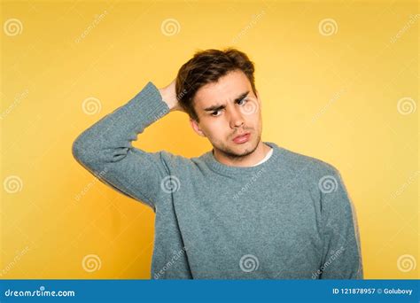 Doubtful Uncertain Hesitant Man Scratch Expression Stock Image Image