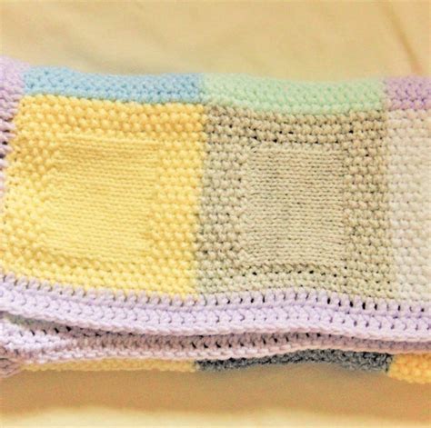 Hand Knitted Patchwork Baby Blanket Made With A Folksy