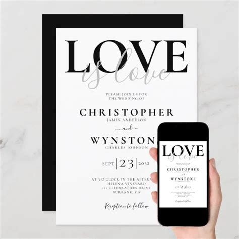 Love Is Love Gay Wedding Invitation Zazzle