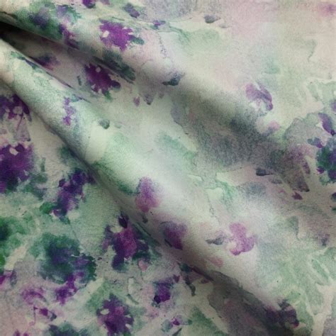 Green Purple Floral Mist Print On White Naked Cow Rainbow Leather