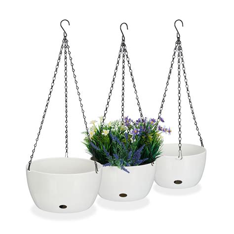 Relaxdays Pot De Fleurs Suspendu Lot De Diff Tailles Arrosage