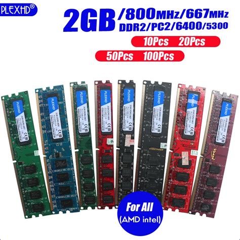 Computer Office Plexhd Desktop 10 Pieces Pc Memory Ram Ddr2 800