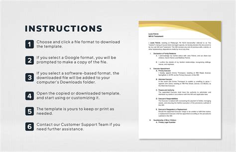 Printable Will and Testament Template in Google Docs, Word, PDF ...