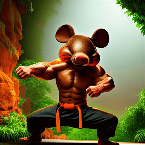 Massive Muscular Anthropomorphic Mouse Martial Artist · Creative Fabrica