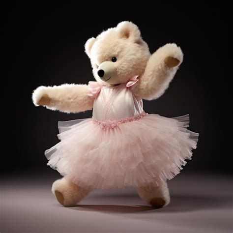 Premium Photo Arafed Teddy Bear Dressed In A Pink Dress And Holding A Pink Bow Generative Ai