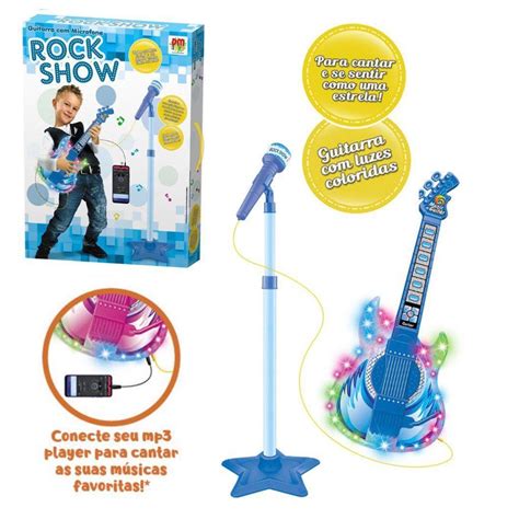 Brinquedo Infantil Guitarra Microfone Pedestal Rock Show Shopee