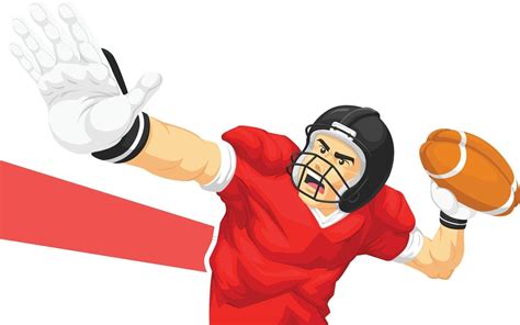 American Football Quarterback Player Throwing Ball Cartoon Drawing