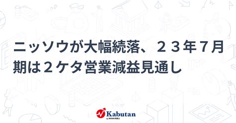 ニッソウが大幅続落、23年7月期は2ケタ営業減益見通し 個別株 株探ニュース