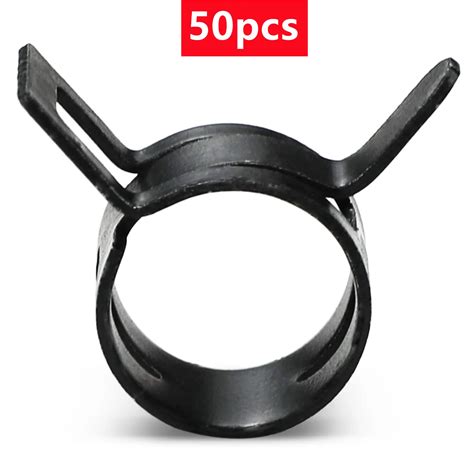 50pcs Fuel Hose Spring Clamp Black Clips Line Hose Water Pipe Air Tube