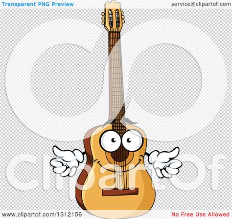 Clipart Of A Cartoon Acoustic Guitar Character Giving Two Thumbs Up