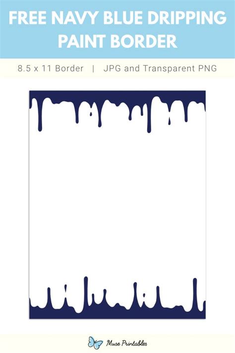 Navy Blue Dripping Paint Page Border | Drip painting, Printable border ...