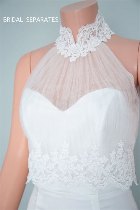 Bridal Dress Topper With Lace Bridal Top Lace Halter Neck | Etsy