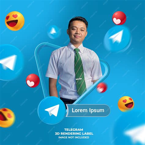 Perfil do modelo no rótulo de renderização do ícone do telegram 3d