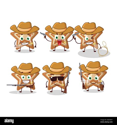 Cool Cowboy Gingerbread Star Cartoon Character With A Cute Hat Vector