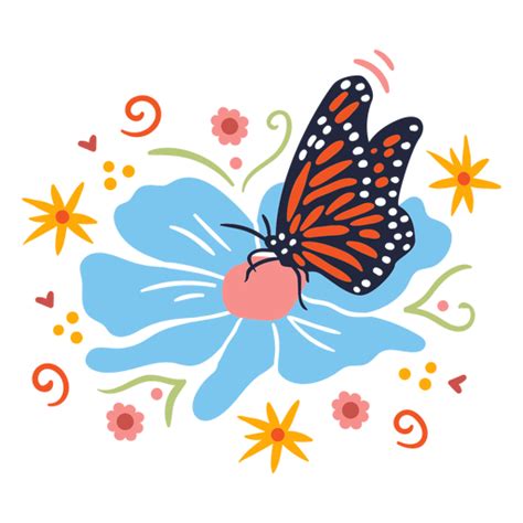 Mexican Holiday Monarch Butterfly On A Flower PNG & SVG Design For T-Shirts