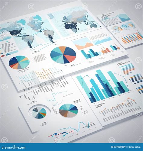 Financial Report with Various Charts and Graphs Stock Image - Image of ...