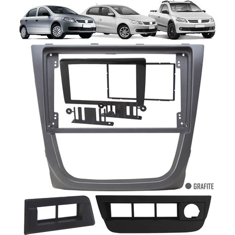 Moldura De Painel 2 Din 9 Polegadas Vw Gol Saveiro Voyage G5 Grafite