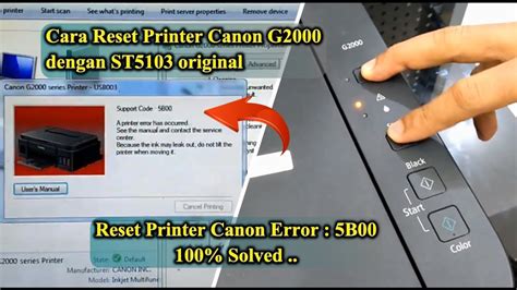 Cara Reset Printer CANON Support Code 5B00 A Printer Error Has