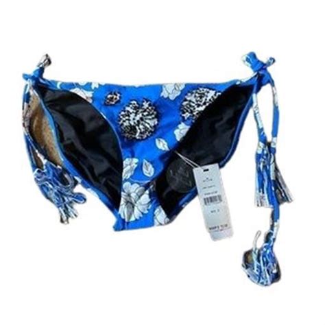 NWT Pilyq Blue Poppy Side Tie Cheeky M Tassel Bikini Swim Bottoms EBay