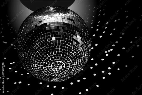 Disco Ball On Black Background Black And White Vector Stock Vector