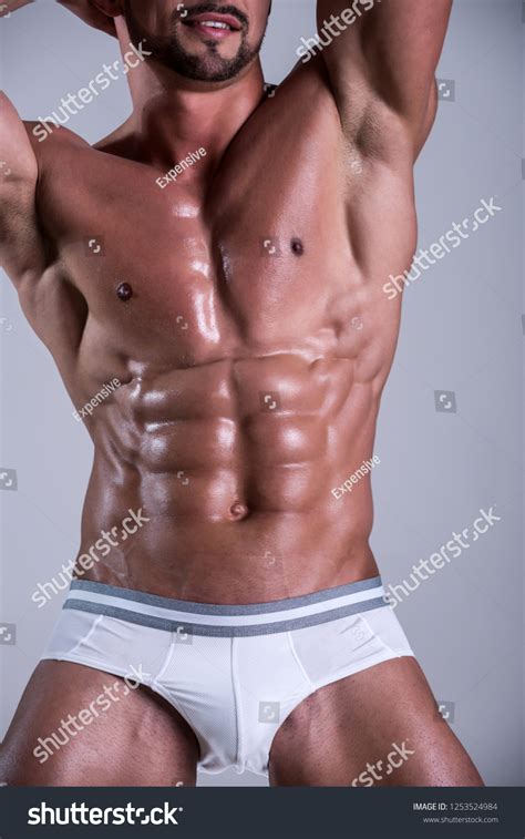 Close Muscular Male Naked Body On Stock Photo 1253524984 Shutterstock