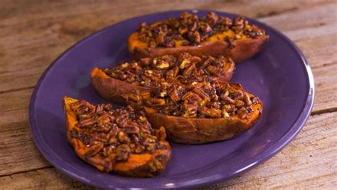 Jeff Mauros Pecan Praline Thrice Baked Sweet Potatoes With Maple Chili Butter Recipe