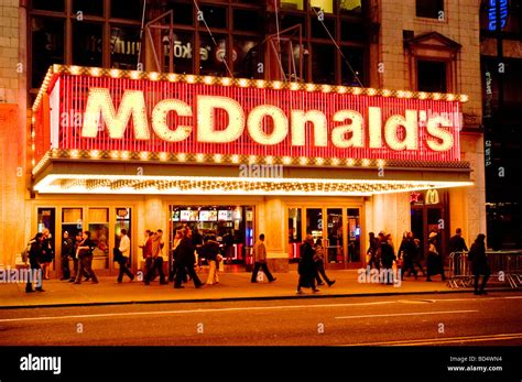 Night Light Mcdonalds On 42nd Street Manhattan New York City Usa