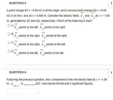 Solved A Point Charge Q1−500nc Is At The Origin And A