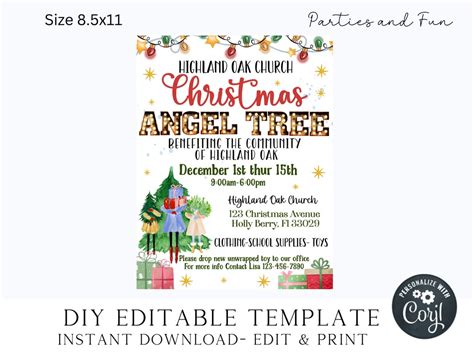 Christmas Angel Tree Flyer Giving Tree Flyer Angel Tree Flyer Church