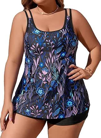 Amazon Makemechic Women S Plus Size Tankini Bathing Suits Tropical