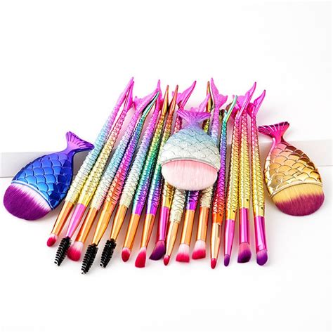 Pcs Professional Make Up Mermaid Tail Makeup Brush Set Foundation