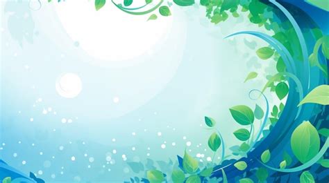 Premium Vector A Blue Water Background With Green Leaves And Blue Sky