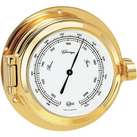 Barigo Poseidon Series Porthole Ships Barometer Brass Housing 33