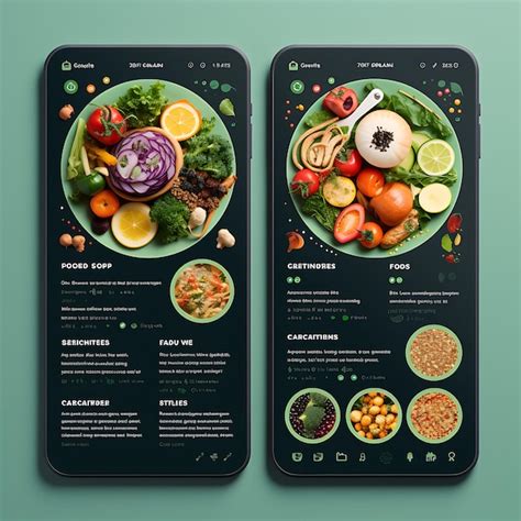 Premium AI Image Mobile App Layout Design Of Nutrition Education Food