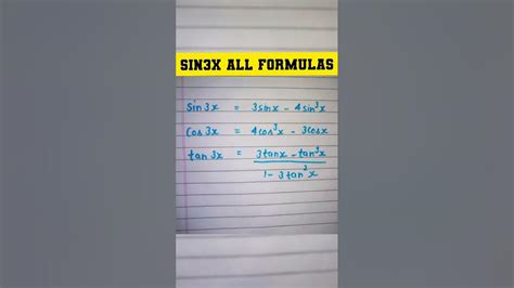 Sin3X All Formula - YouTube