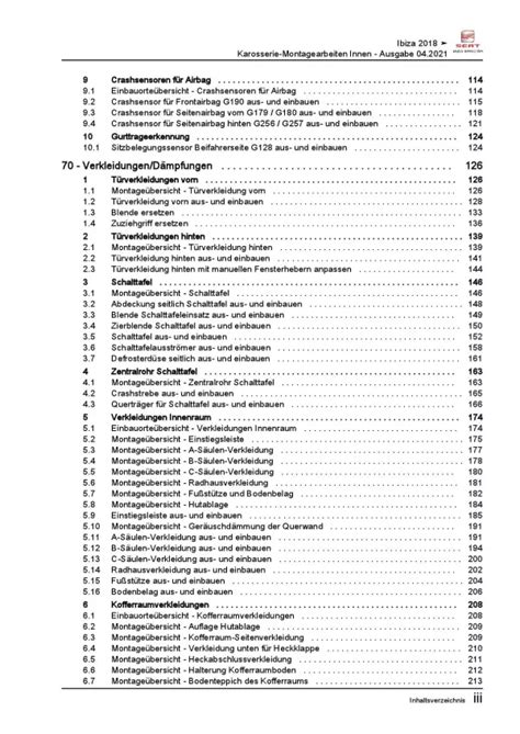 Seat Ibiza V Typ 6f 17 21 Karosserie Innen Reparaturanleit
