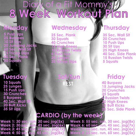 8 WEEK NO-GYM HOME WORKOUT PLAN - Diary of a Fit Mommy