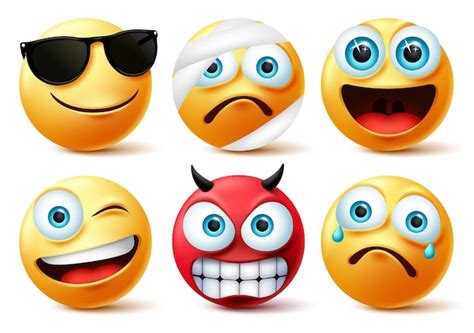 Emoticon O Conjunto De Vectores De Cara Emoji Emojis Icono De Cara