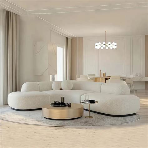 Customize Fabric Sofa Round Living Room White Sofa Set New Design ...