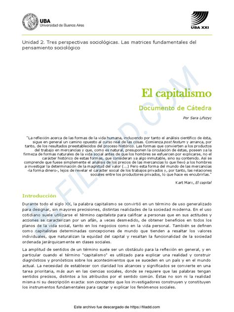 Lifszyc El Capitalismo Pdf Capitalismo Capital Economía