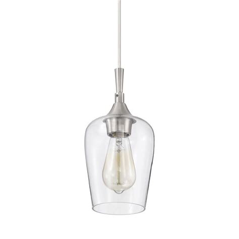 Edvivi Arlo 1 Light Brushed Nickel Modern Mini Pendant With Clear Glass Shade Epj2941bn The