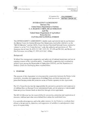 Fillable Online Fs Usda Agreement US Forest Service US Department