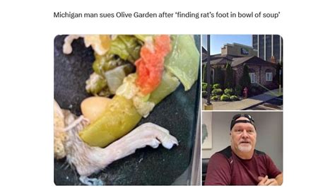 Olive Garden: "It's just extra protein": Rat foot in Olive Garden soup leads to lawsuit, sparks ...