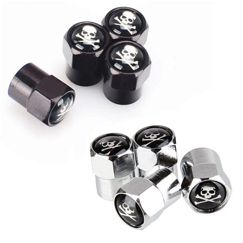 4Pcs Set SKULL Style Bike Motorcycle Car Tire Valve Stem Caps For Car