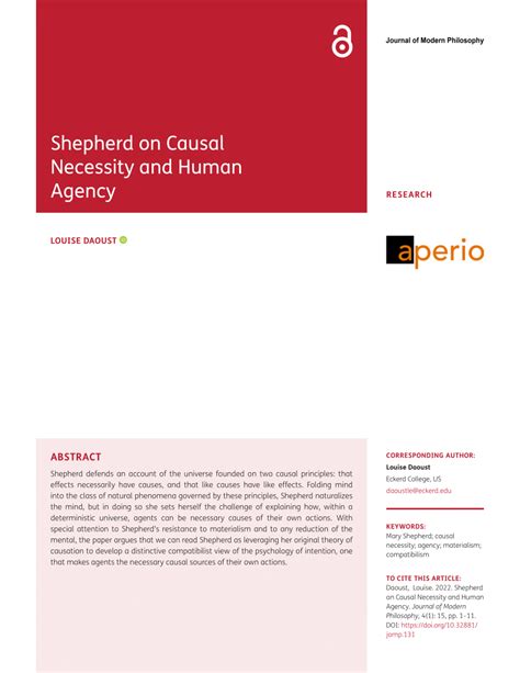 Pdf Shepherd On Causal Necessity And Human Agency