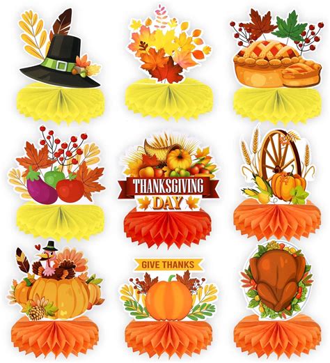 Amazon Howaf Pieces Thanksgiving Honeycomb Centerpieces Happy