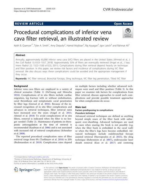 (PDF) Procedural complications of inferior vena cava filter - DOKUMEN.TIPS