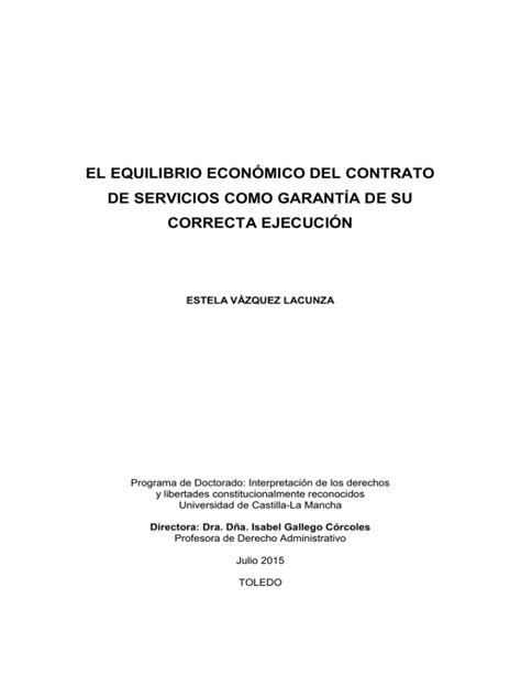 el equilibrio económico del contrato de servicios como