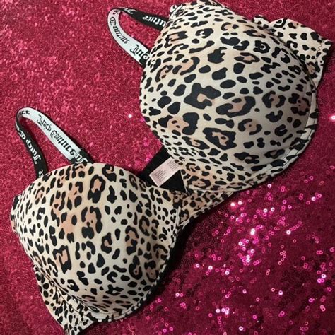 Juicy Couture Push Up Bra Size 40D Leopard Print Depop