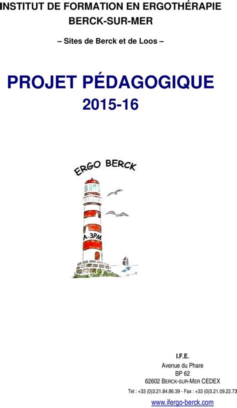 Institut De Formation En Ergoth Rapie Berck Sur Mer Pdf